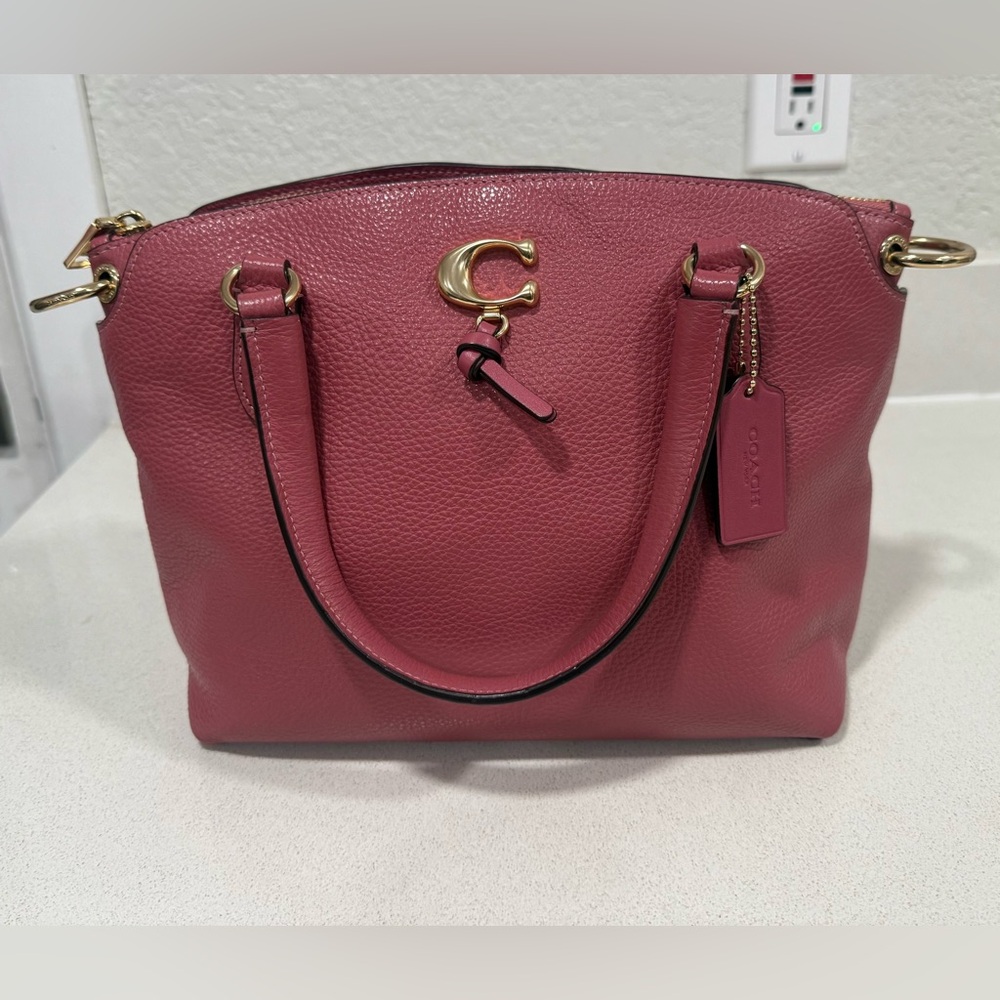 Coach Pink Remi Pebbled Leather Bag
